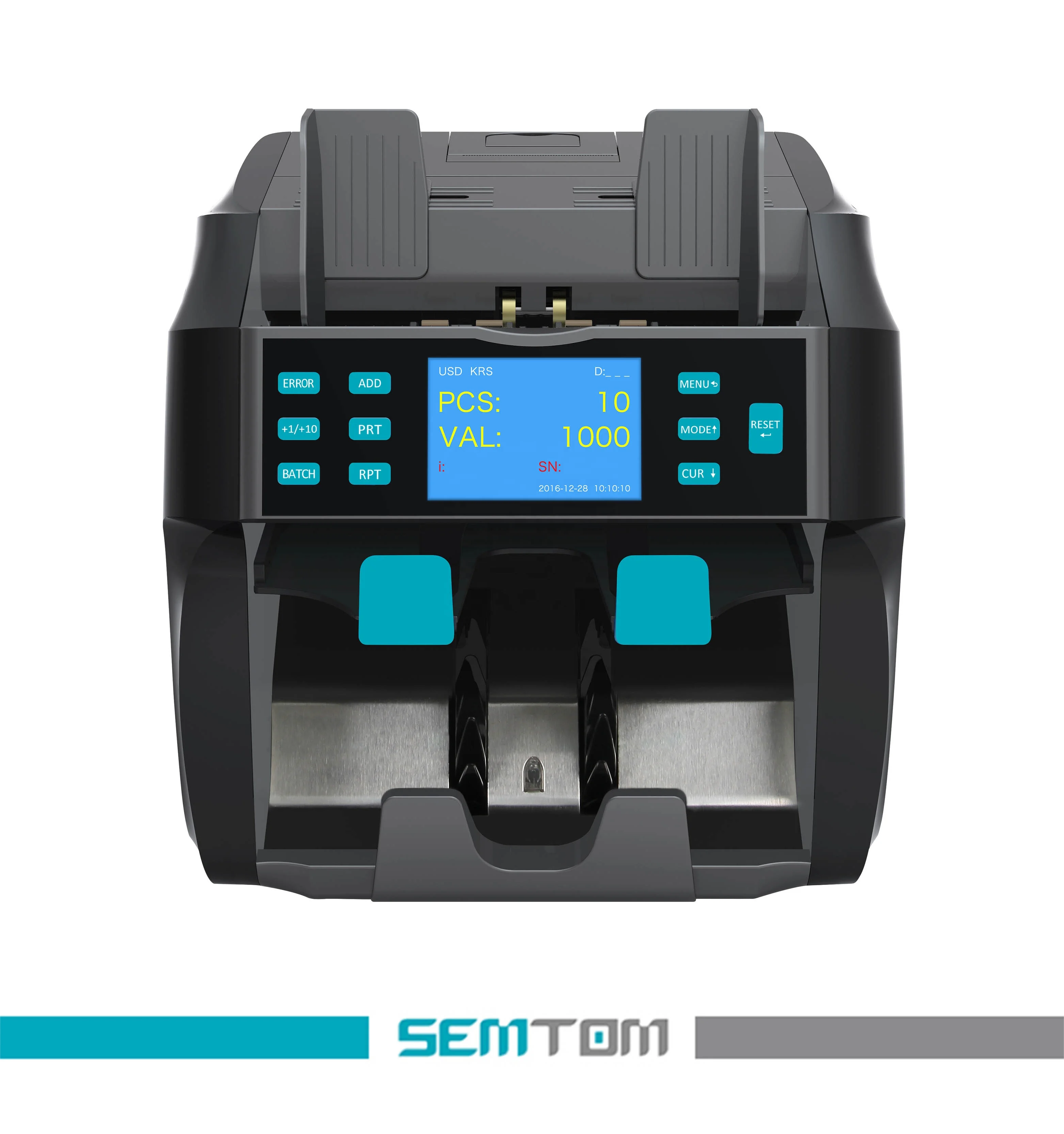 

2 Pocket Cashing Counting Mixed Denomination Money Value Counter Bill Detector Machine Currency Sorter