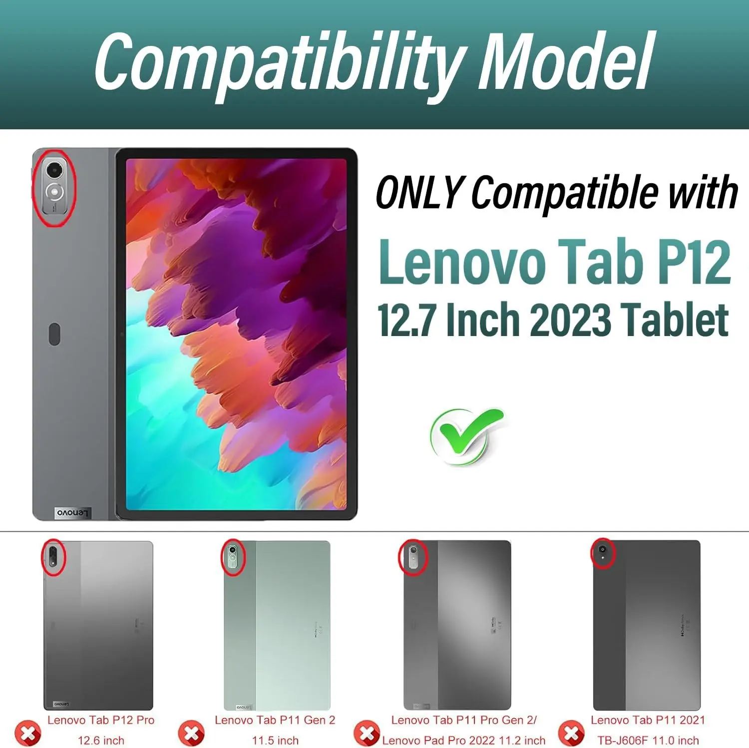 Imagem -02 - Capa de Couro Magnética para Lenovo Tab Teclado Colorido Bluetooth sem Fio P12 12.7 Tb370fu 2023