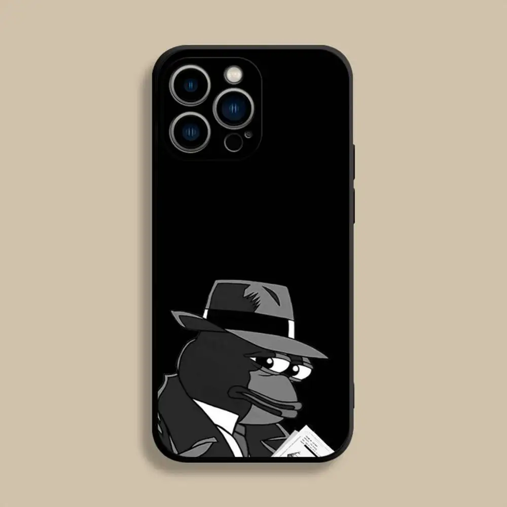 เคสโทรศัพท์ลายกบตลกๆ P-Pepe สำหรับ iPhone 17,16,15,14,13,12,Pro,Max,Plus,E,SE4,Air,Mini สีดำ แบบนิ่ม