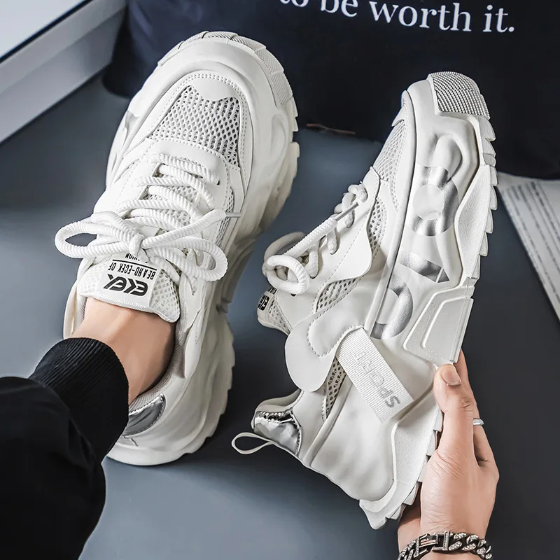 حجم كبير 47 48 أحذية رجالية عصرية تنفس شبكة أحذية رياضية سميكة سوليد مريحة احذية الجري للرجال أحذية تنس أحذية رياضية #6