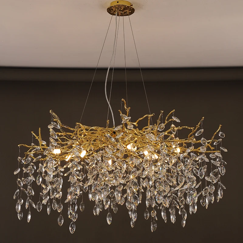 French branch chandelier K9 Crystal Villa creative designer living room luxurious decorative fixture 110/220v