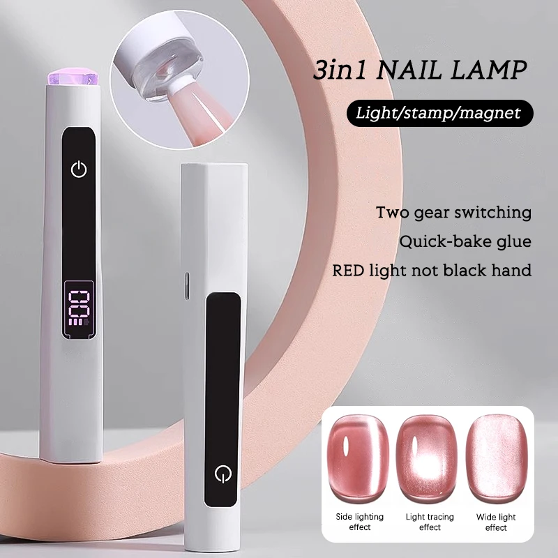 3IN1 Draagbare Nageldroger Mini UV Led Lamp Voor Manicure USB Oplaadbare Sneldrogende Nagels Gel Polish Drogen Lamp Nail Art Tool DIY