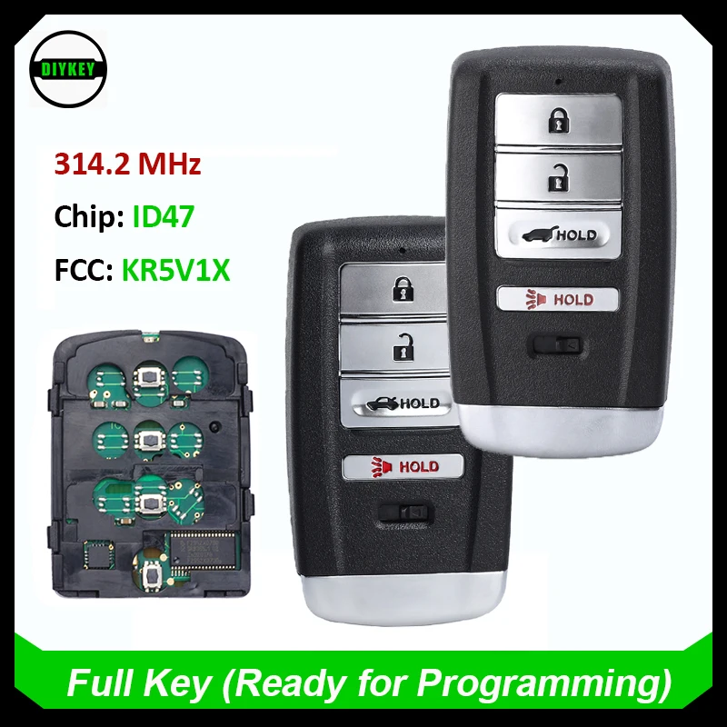 

DIYKEY kr5v 1x Дистанционный смарт ключ-брелок для Acura MDX RDX ILX TLX RLX 2014-2020 314,2 МГц ID47 Chip A2C32523200 A2C32523300