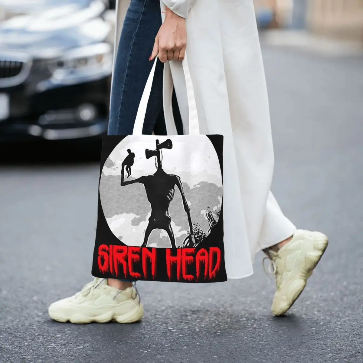 Siren Head 1 Shopping Bags Ladies Canvas The Tote Bag Reusable Ladies Shoulder Tote Travel Handbag