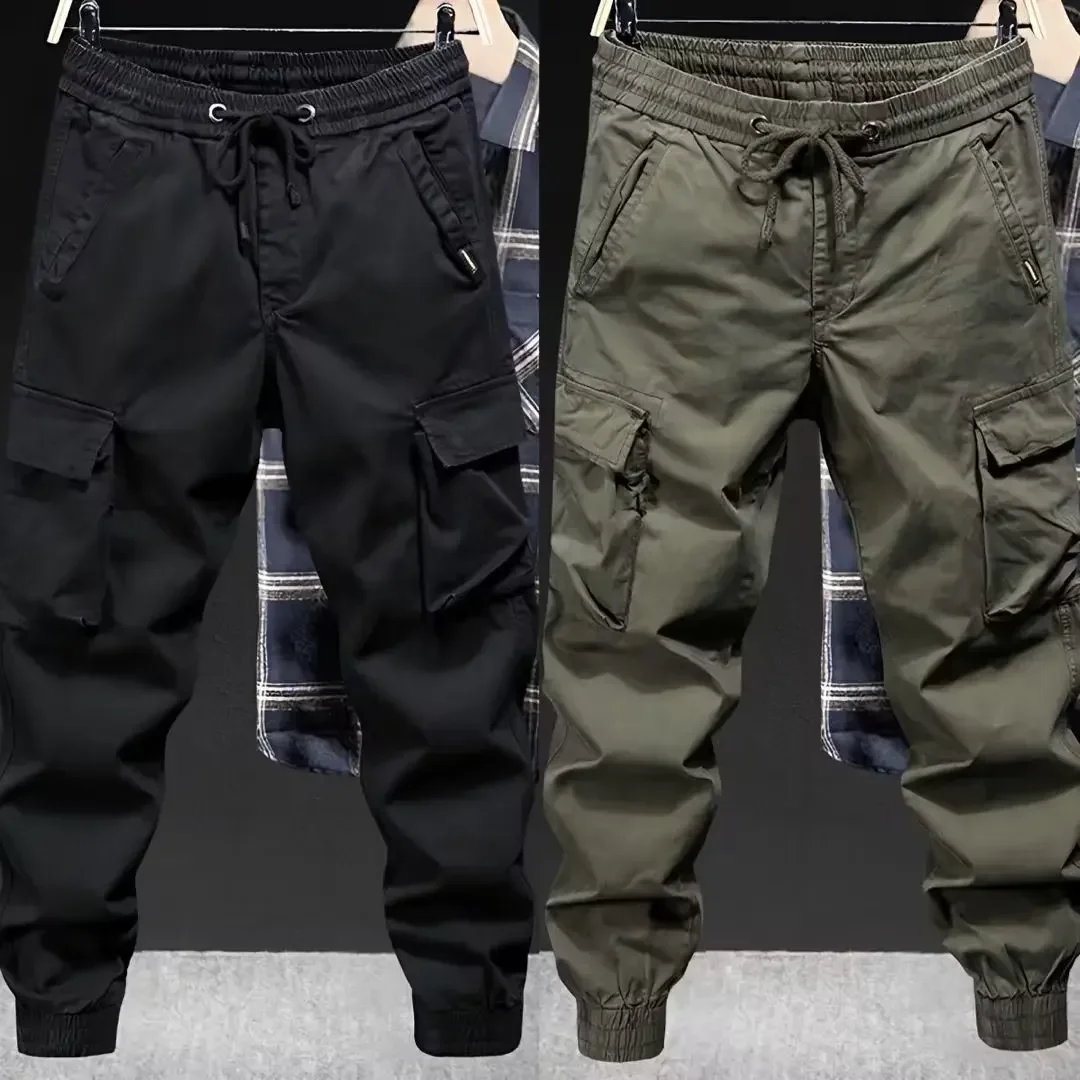 

LIBIELIY Trendy Brand Casual Cargo Pants Loose Fit Solid Color Men's Pants American Style Spring Autumn Seasonal Fashion Leisur