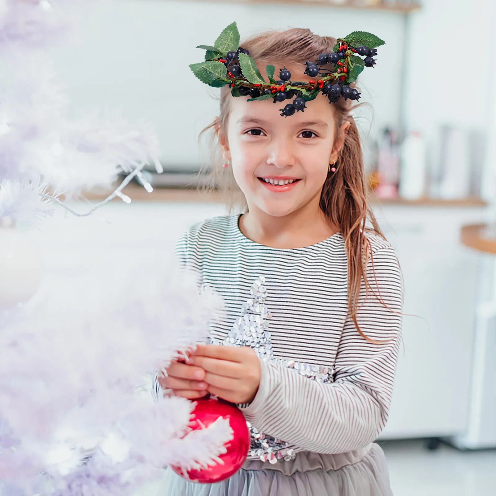 Christmas Hair Accessories Floral Berry Headband for Women Elegant Stretch Headwear Party Bridal Bridesmaid Festival Beach