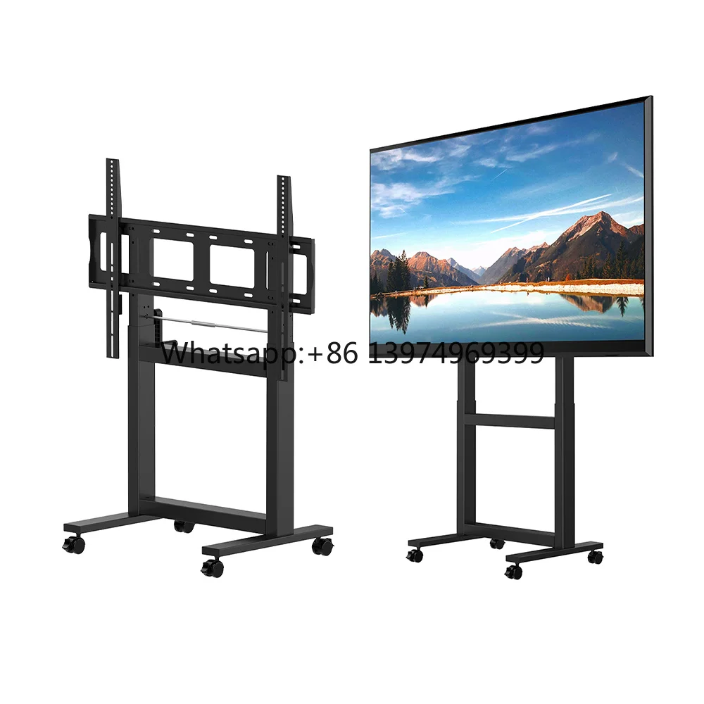 Smart Modern TV Lift Stand Hand Control Height Adjustable Mobile TV Cart TV Trolly