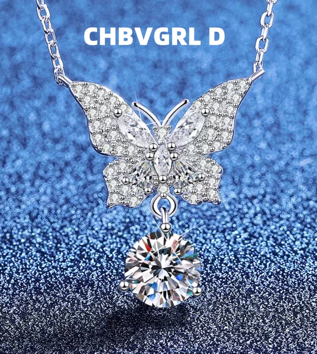 

[Princess] European and American moissanite S925 sterling silver runaway princess bow tie necklace for women, luxurious design