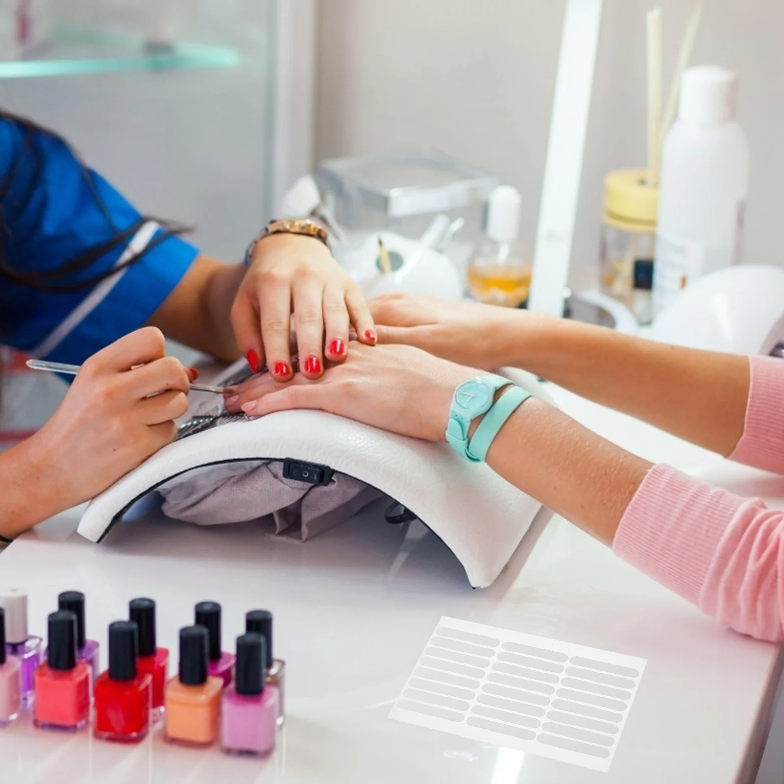 4 Sheets Transparent Nail Display Double-Sided Adhesive Tape Crystal Traceless Strip Nail Art Display Tool Manicure Showing Tape