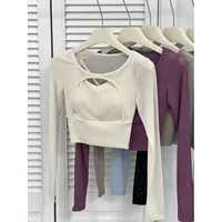 Women's Slim Fit ort Sve T-irt Long Sve Hollow out Design Yoga Top Sensual Clever Triy Casual Polyester Fiber - Image 3