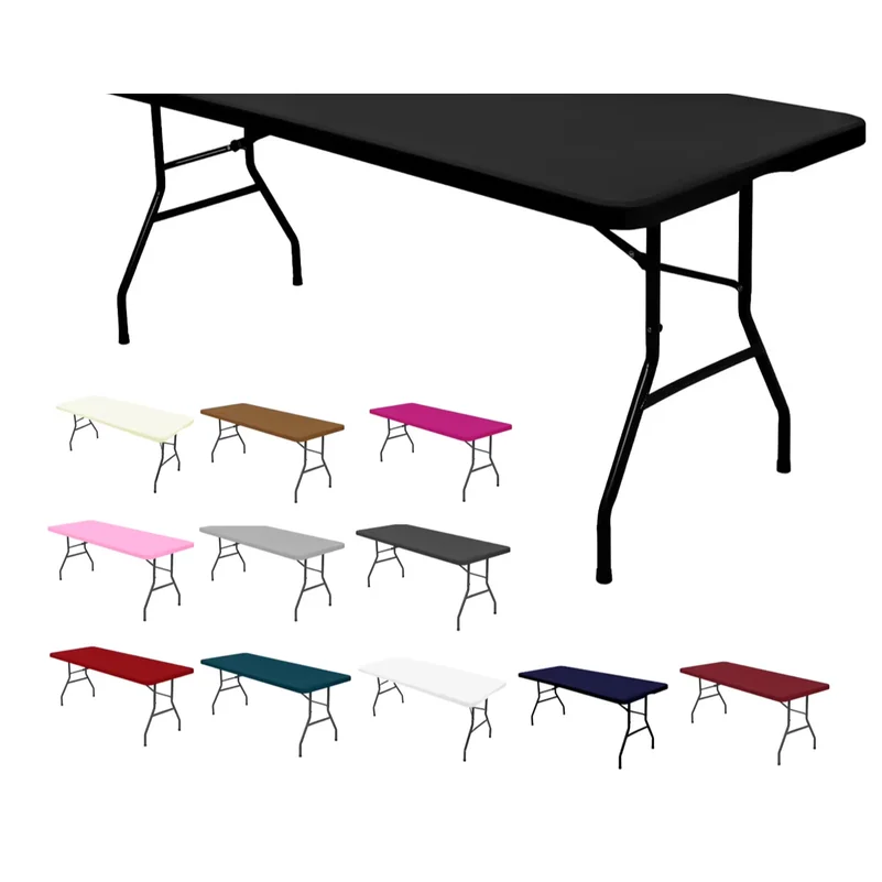 1 Pc 4/6/8ft Spandex Tablecloth Elastic Fitted Stretch Rectangular Tablecloth Washable and Wrinkle Resistant Patio Table Cover