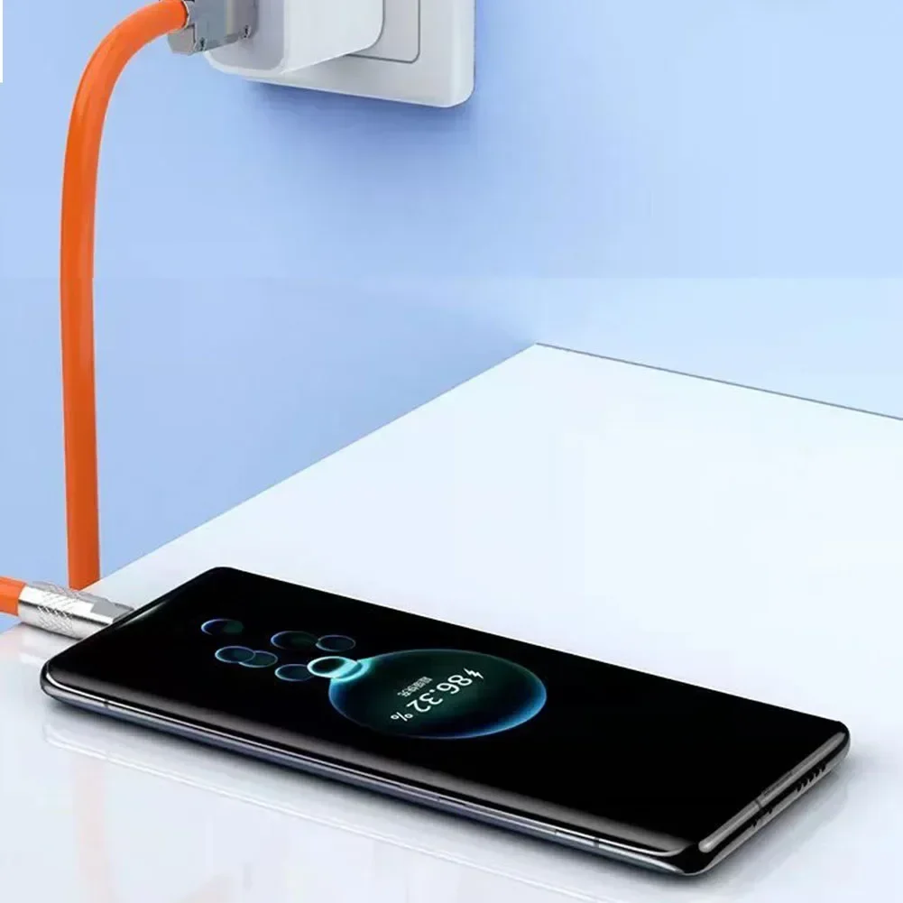 Efficient and Flexible Silicone Type C to USB Cable for Fast Charging For Xiaomi and For Huawei Devices 1M Length