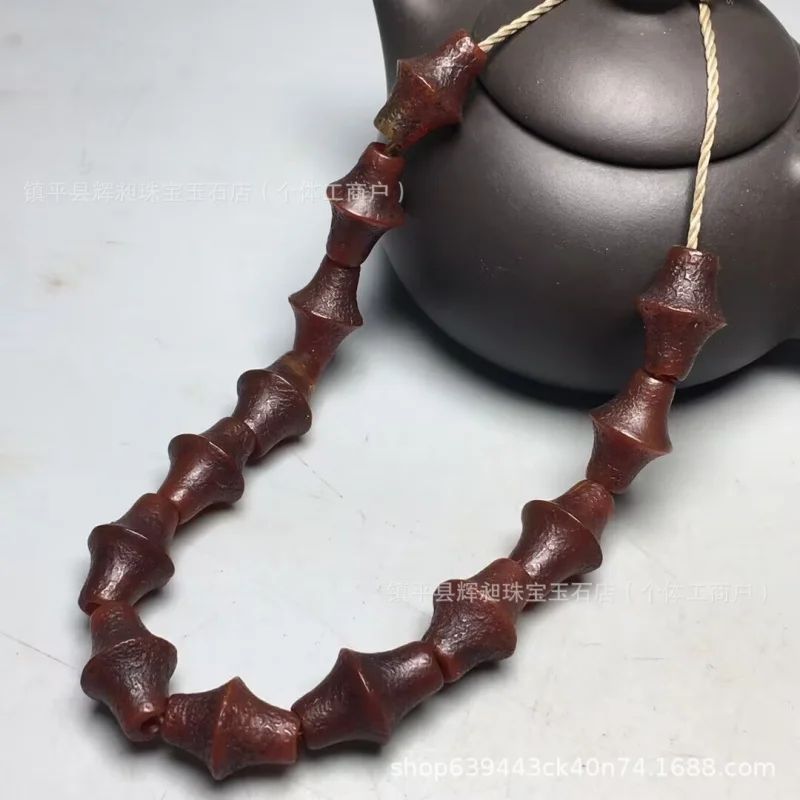 Weathered Patina Horse Hoof Pattern Agate Old Style Loose String Buddhist Beads Accessories