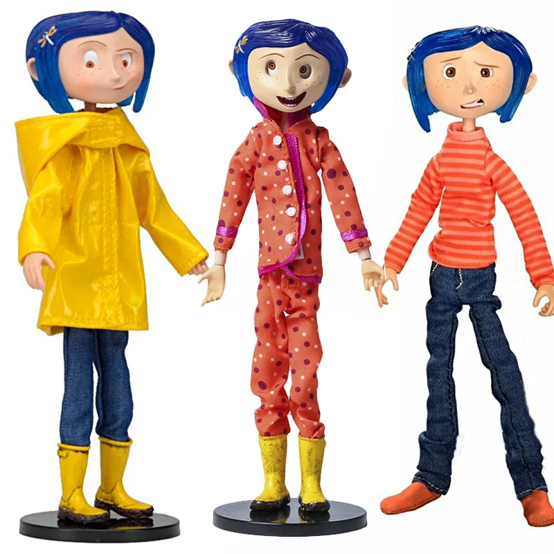 18cm Coraline Doll the Secret Door Anime Figure Coraline Action Figure Coraline Raincoat Ver. Figurine Collection Model Doll Toy