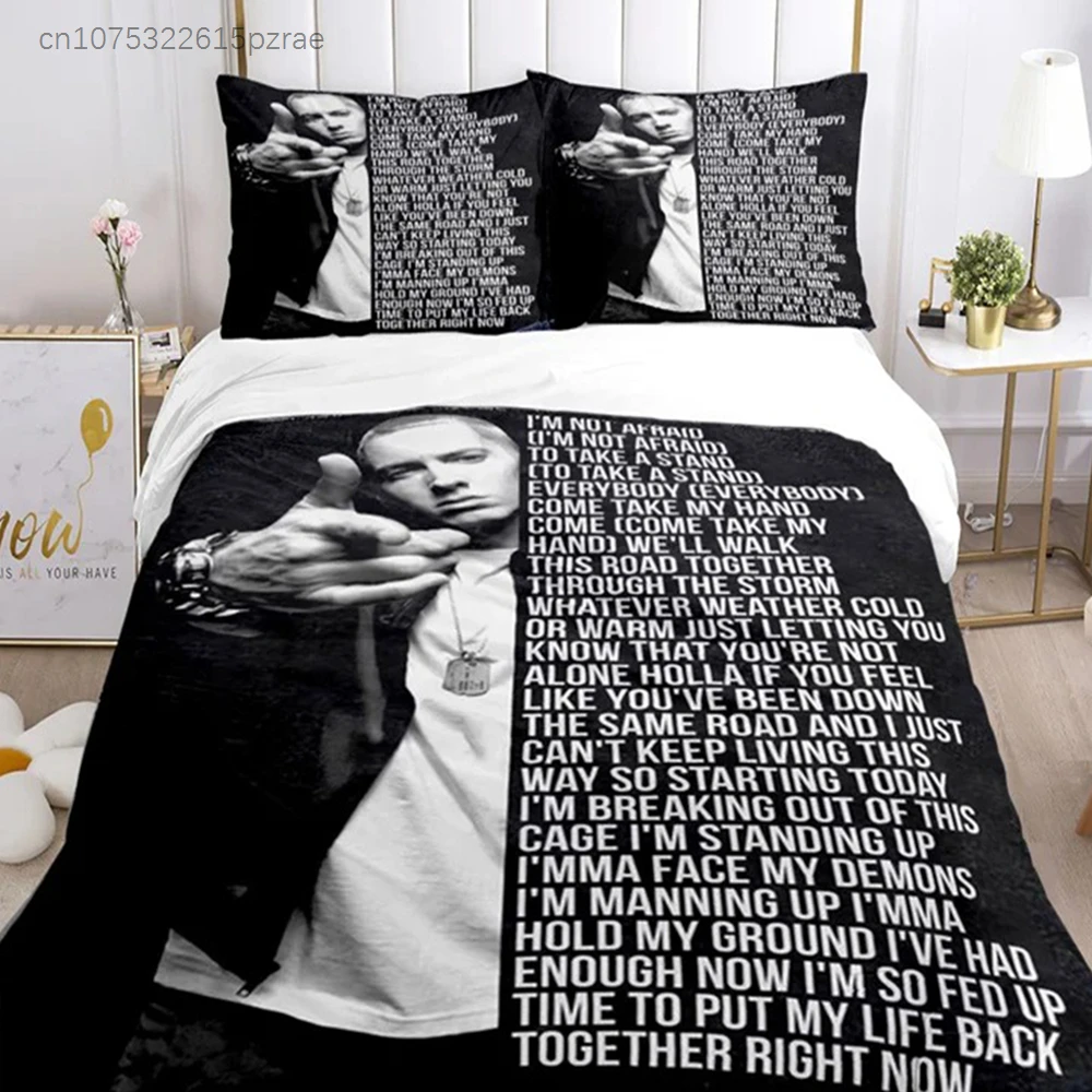 Eminem Hip -hop Singer Print Bedding Sets Exquisite Bed Supplies Set Duvet Cover Comforter Set Bedding Set Luxury Birthday Gift