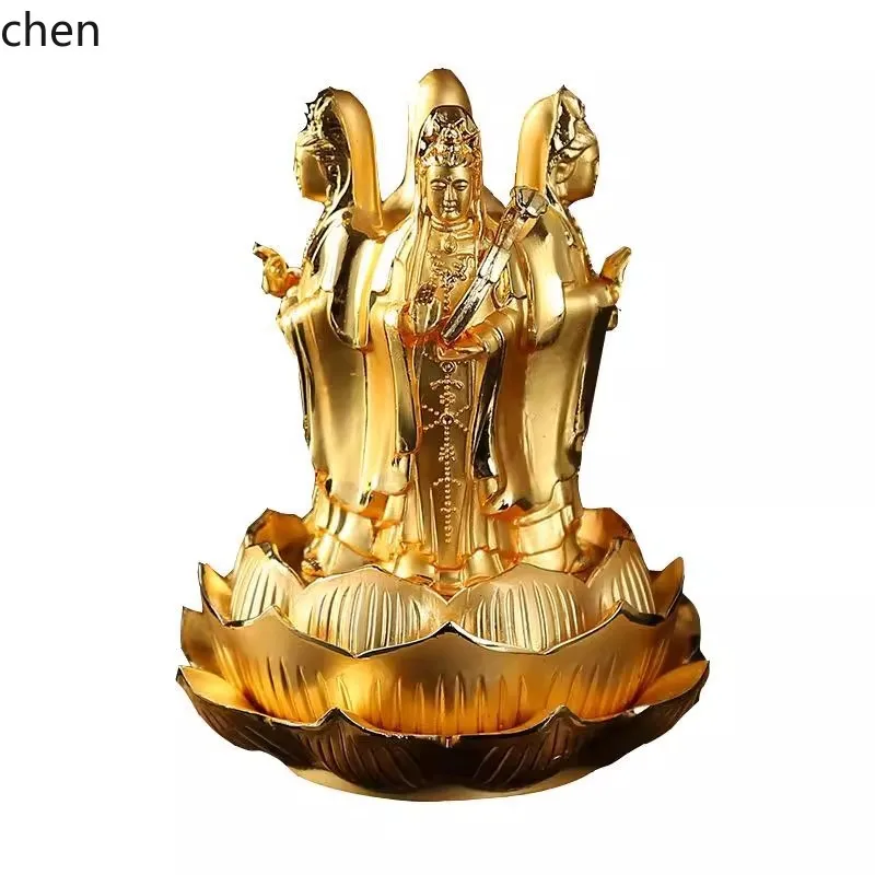 YFY  Guanyin Buddha Figurine Car Interior Fragrance Ornament Creative Thousand-Handed Alloy Three-Sided Four-Sided God of Wealth