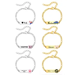 Pulsera trenzada de Zirconia hecha a mano para bebé y niño, brazalete con nombre personalizado, regalo de cumpleaños para niñas recién nacidas