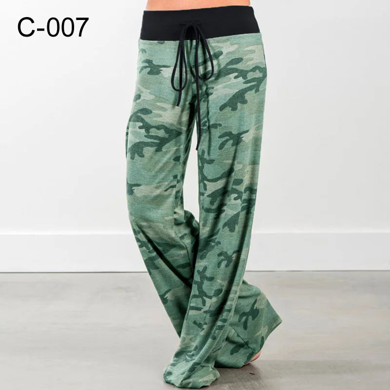 S-XXXL Women Loose Pants Lounge Trousers Floral Print Casual Stretch Waist Drawstring High Waist Long Pants Home Pajamas Pants