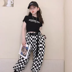 Camisa de bebê letra T para meninas, top cropped para crianças, roupas de streetwear, lado sólido, moda infantil, verão, 2023