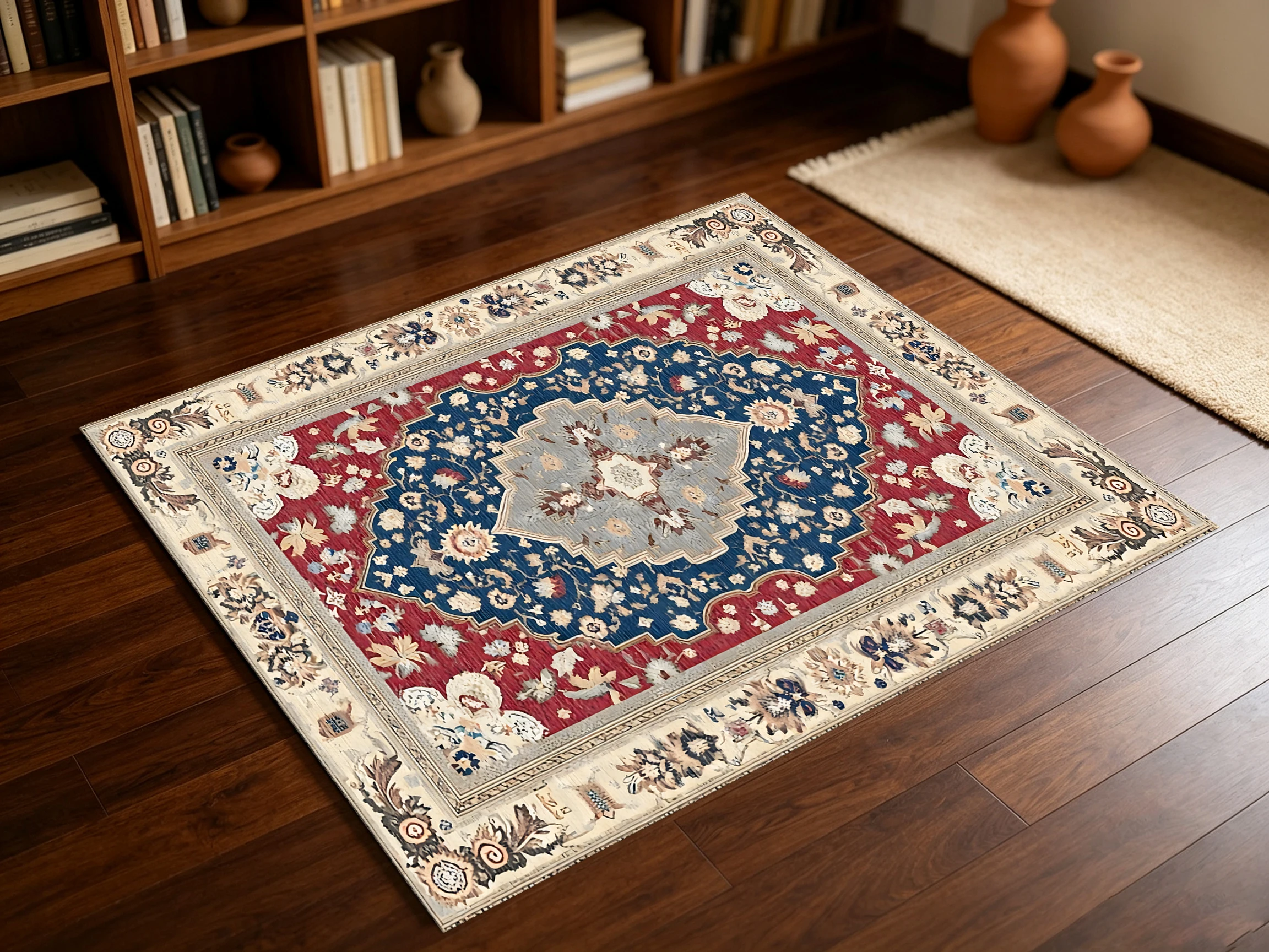 2D Large Rug with Retro Persian Floral Pattern, Suitable for Living Room, Coffee Table, Bedroom, and Bedside Use A One-Click Way to Refresh Your Fall and Winter Decor.