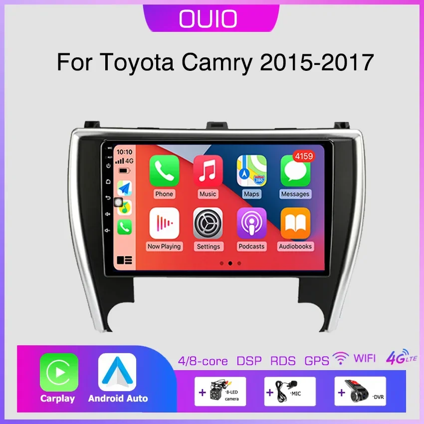 8GB+128GB 4G Android 13 Radio For Toyota Camry 8 50 55 2015-2017 Car stereo Multimedia Player Carplay Auto GPS navigation 2DIN