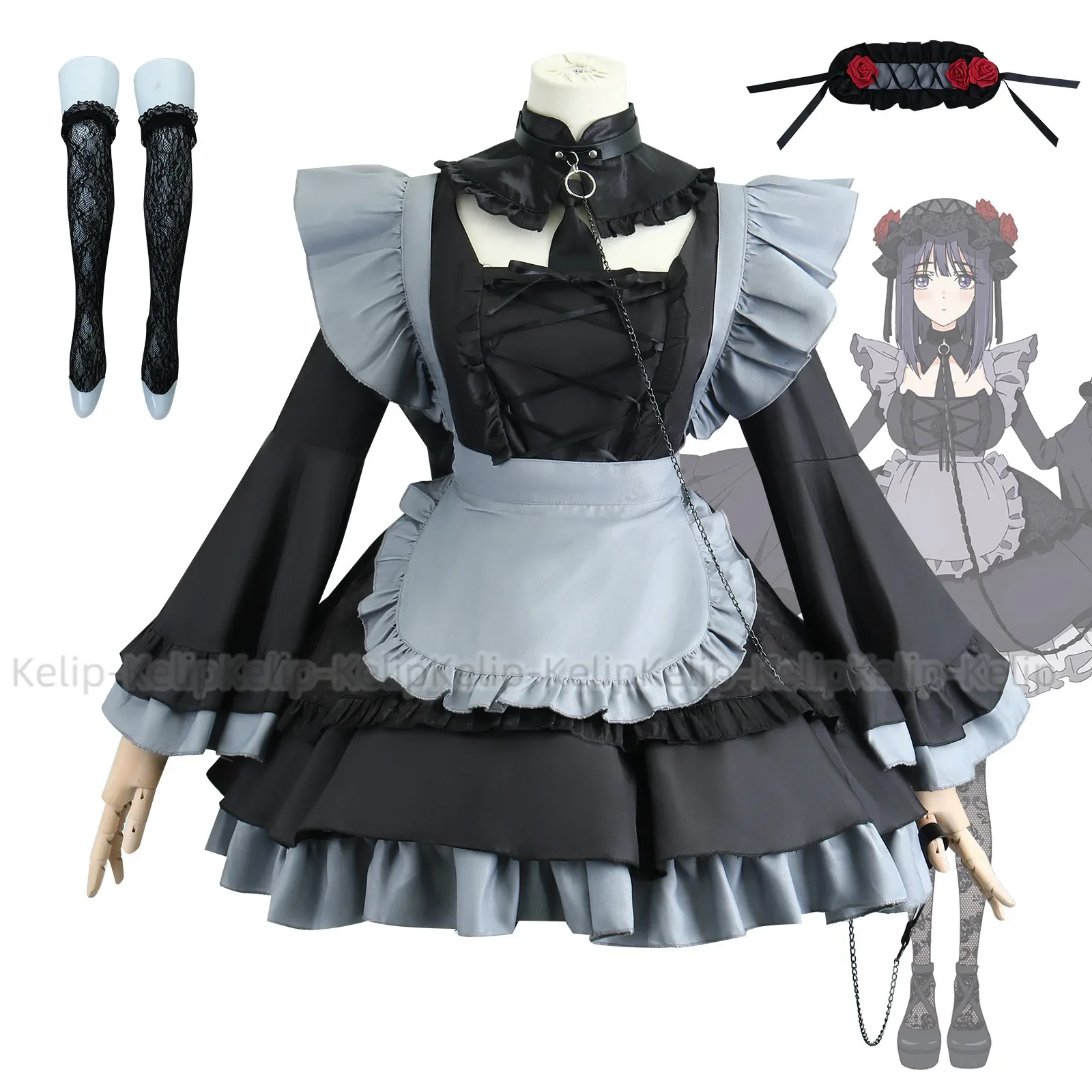 Anime My Dress Up Darling Marin Kitagawa Cosplay Costume Set Kuroe Shizuku Maid Dress Halloween Dress Up Lolita Cosplay Set