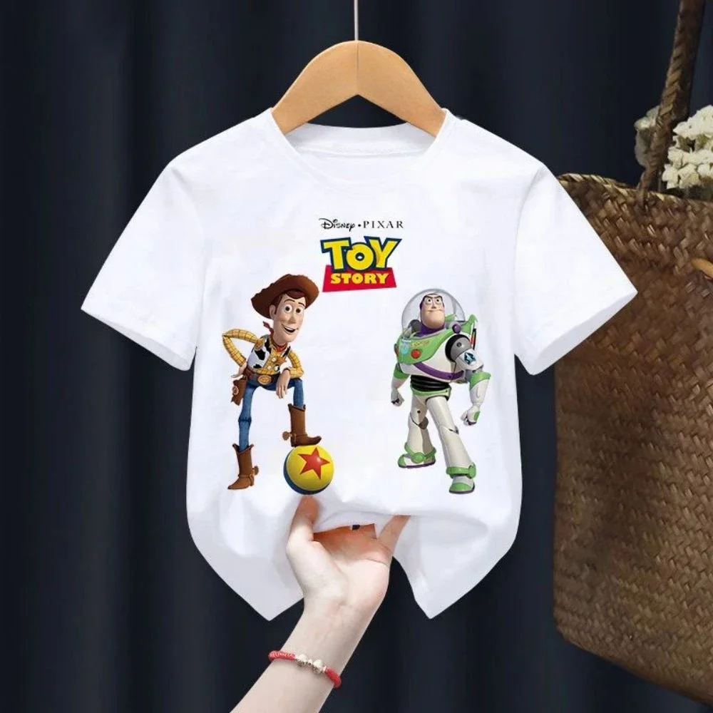 Summer Toy Story Children T Shirt Woody Buzz Lightyear Clothes Kawaii Short Sleeve Anime Cartoon Kids Boys Girls Casual Tee Top