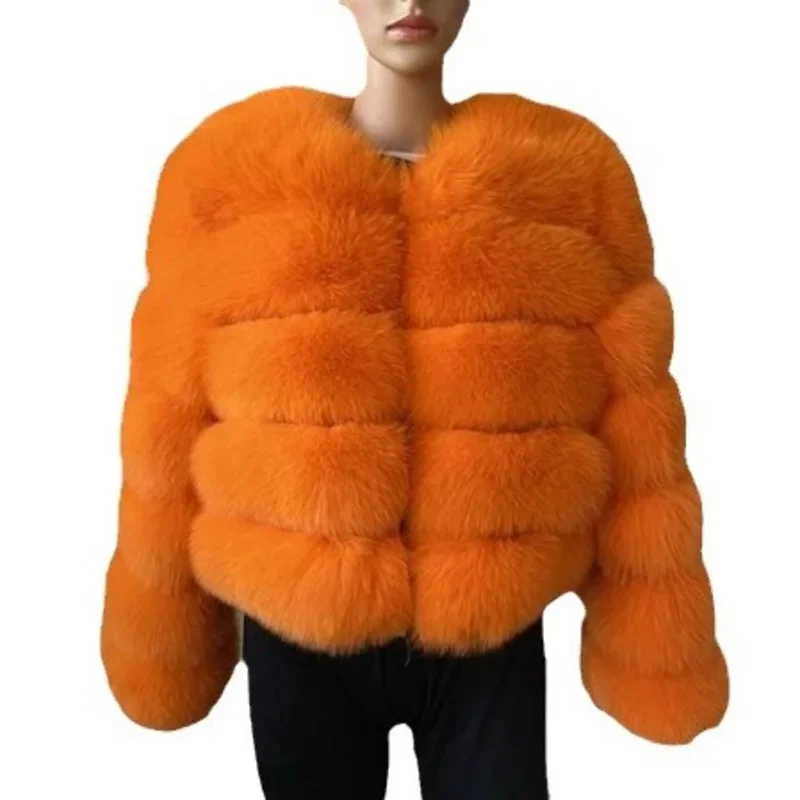 2024 European And American Elegant Fur Coat Imitation Warm Fur Splicing Winter Coat Thickened Warm Long Sleeve Short Fur Coat