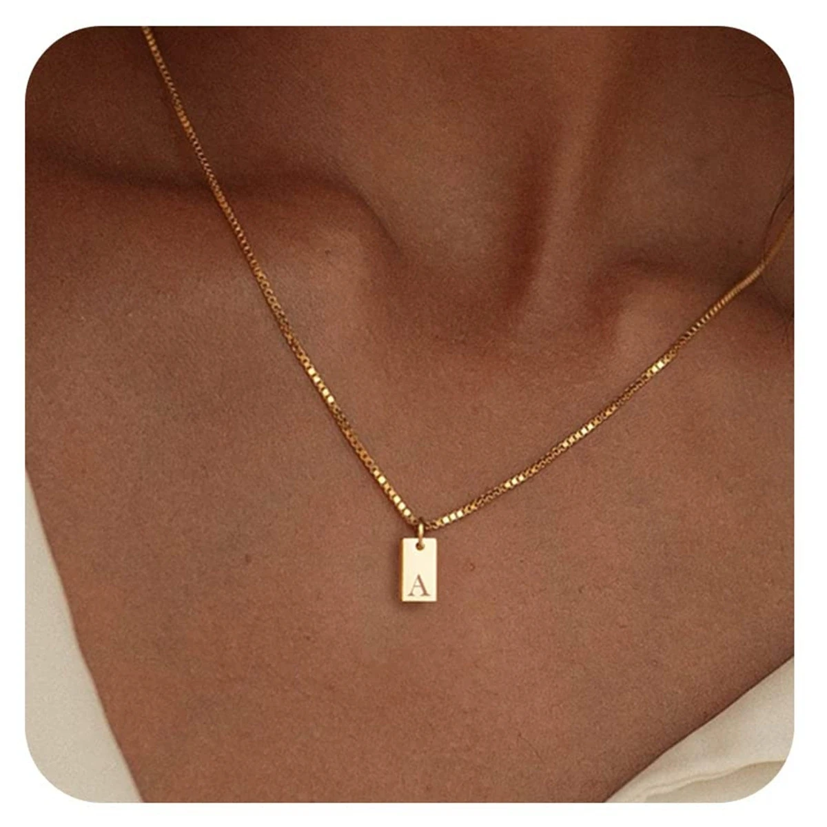 Cute Stainless Steel 18k Gold Color A-Z 26 English Initial Pendant Necklace For Women
