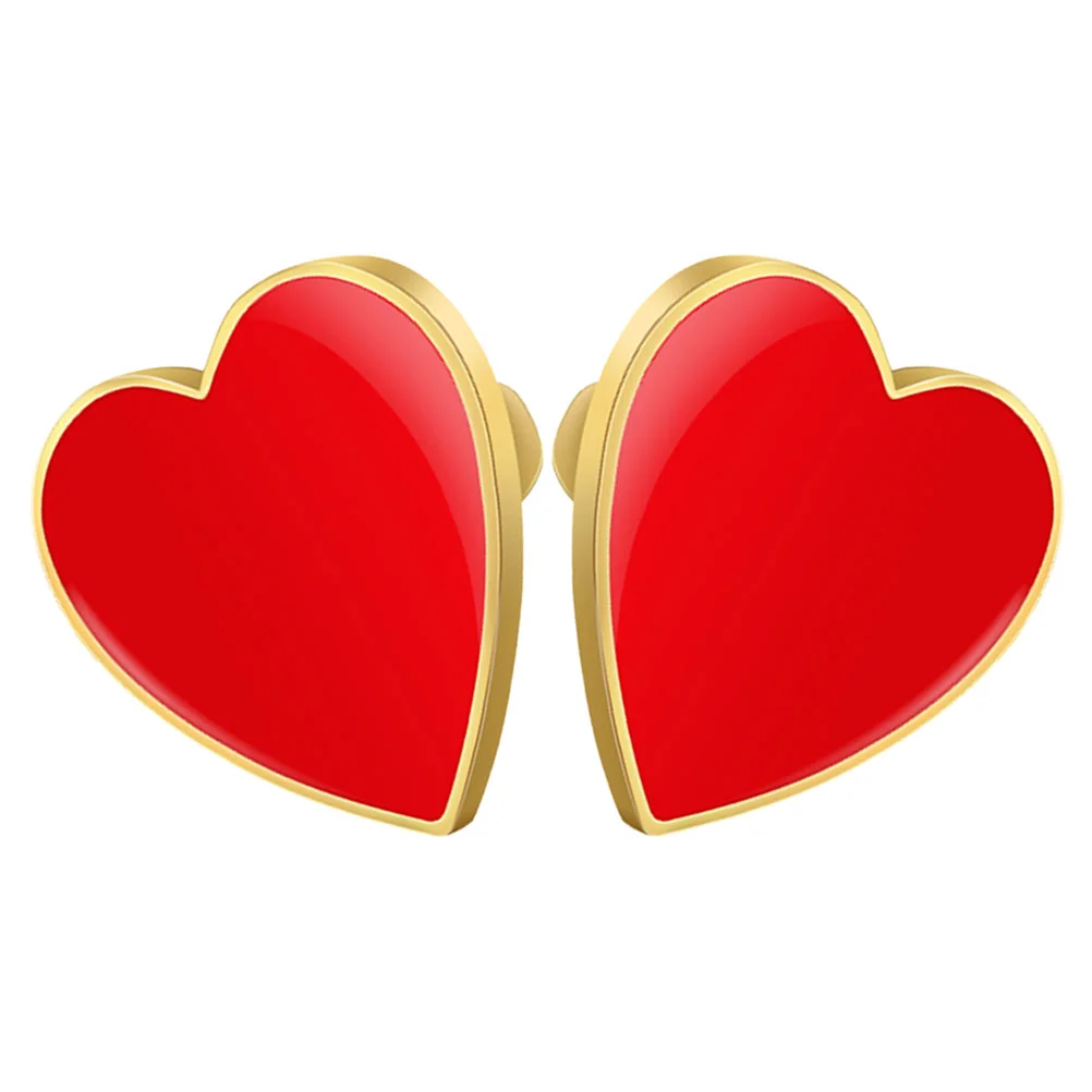 2 Pcs Brooches Love Valentines Day Enamel Pins Red Heart Jewelry Zinc Alloy Shaped Lapel
