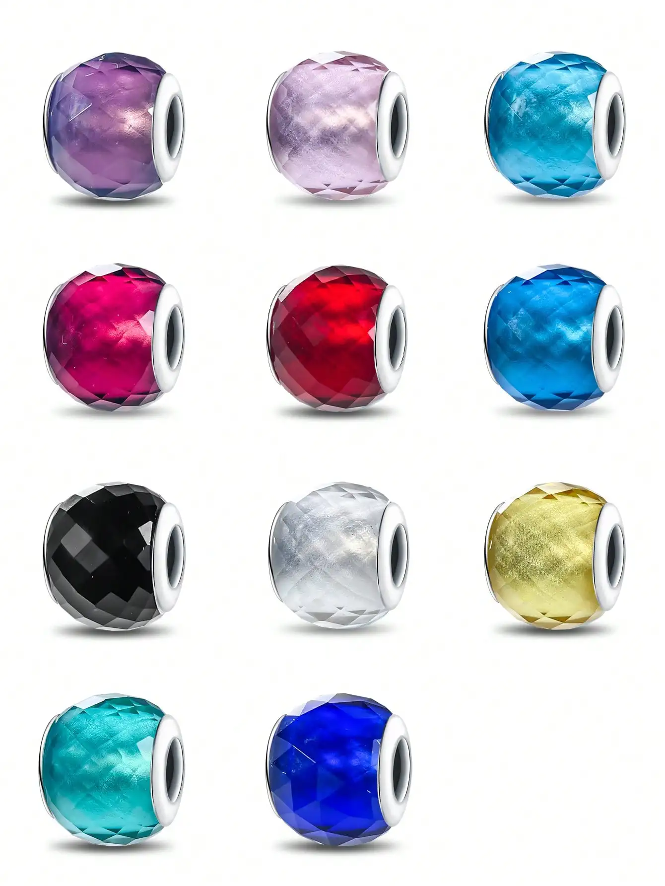 Charms Plata Colorful Glass Beads Charm Silver Plated Fit Charms Silver 925 Original Bracelet for Jewelry Making DIY Charm