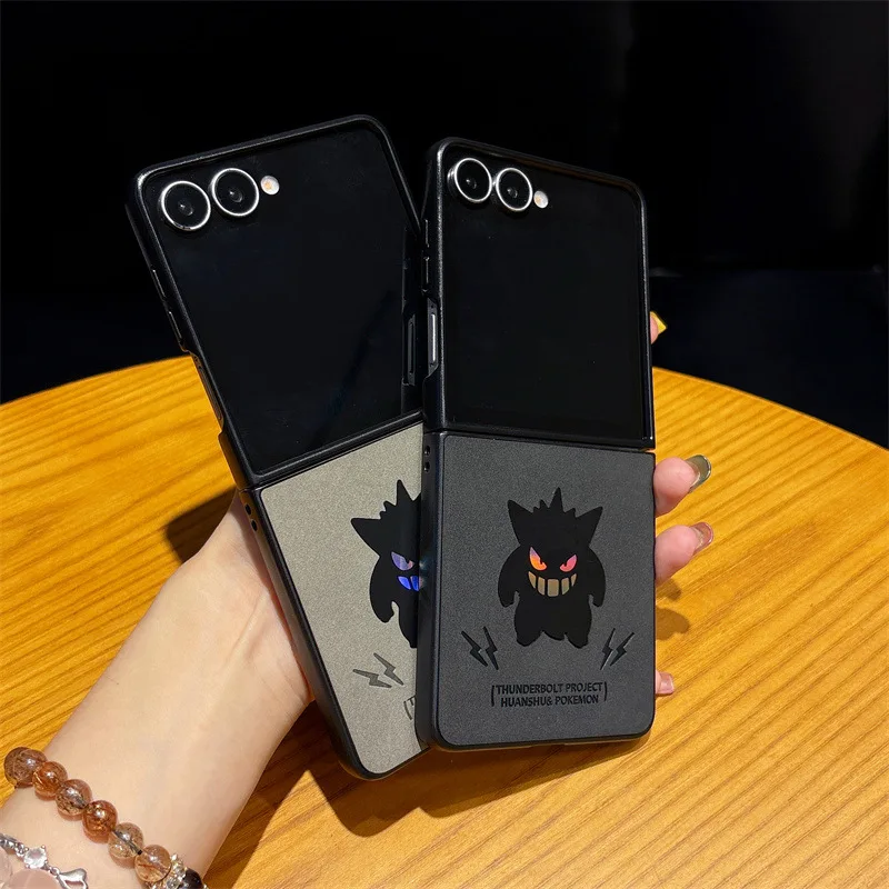 أنيمي لطيف الكرتون Gengar الليزر الجلود الملمس جراب هاتف ل Z أضعاف 7 6 5 4 Zflip6 Zflip7 FE Zflip5 Zflip4 غطاء مقاوم للصدمات #5