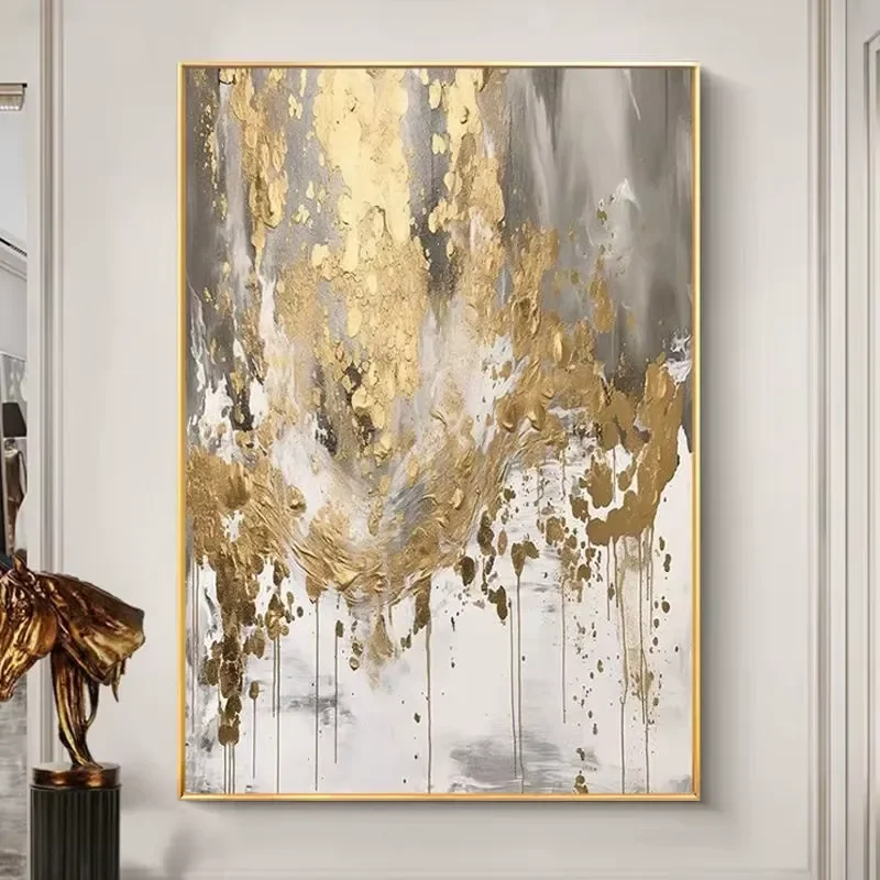 Custom 100% Hand Painted High Quality Abstract Canvas Oil Painting Modern Gold Foil Art Painting for Living Room Home Decor