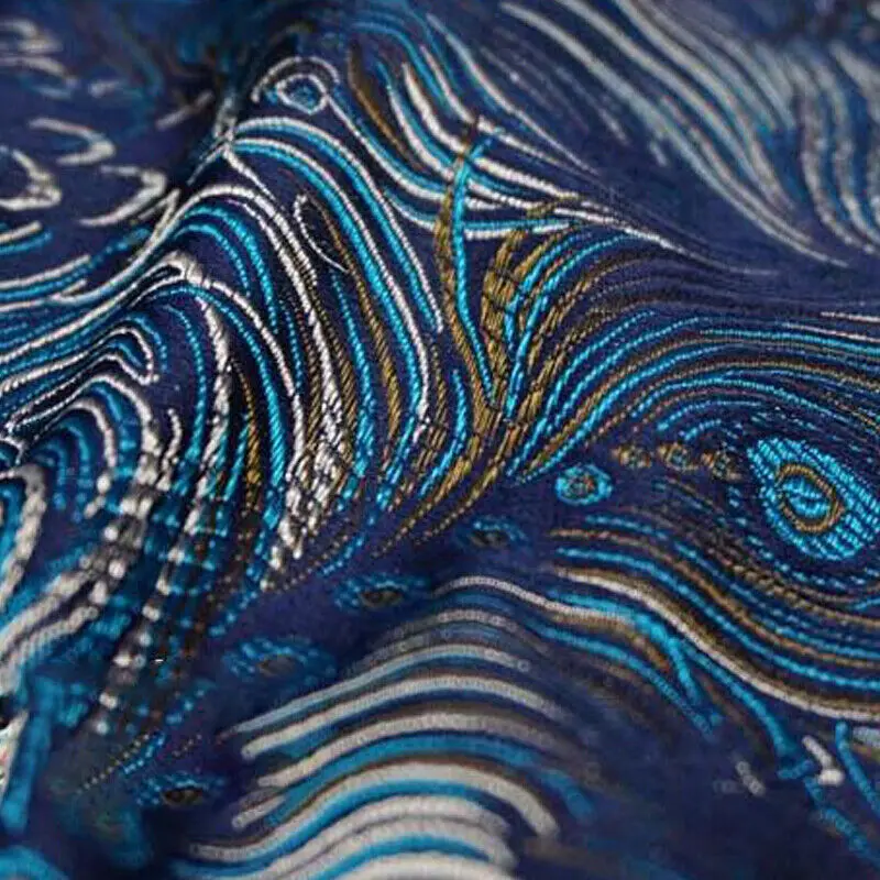 Chinese Damask Fabric Silk Peacock Jacquard Brocade Cloth Dress Skirt Material Chinese Sewing Patchwork for Cheongsam