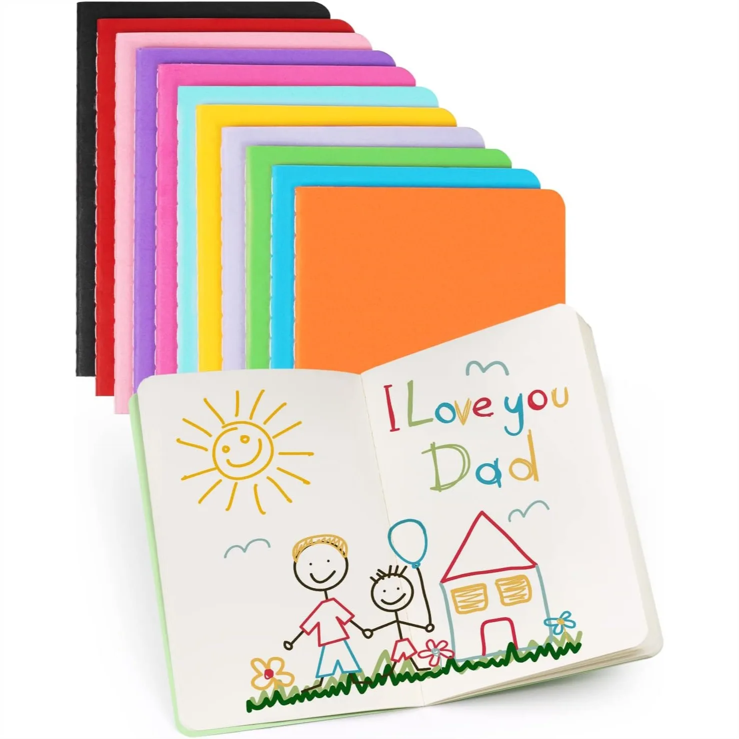 12 Pack Small Unlined Pocket Notebooks for Kids Blank Sketch Book Pad 3.5x5.5 Inches 30 Sheets 60 Pages Colorful Cover