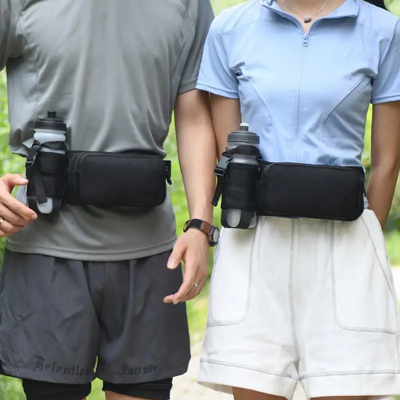 Riñonera con soporte para botella de agua para mujer, cinturón con correa ajustable, bolsa impermeable para correr, paquetes de cintura para senderismo, equipo de entrenamiento