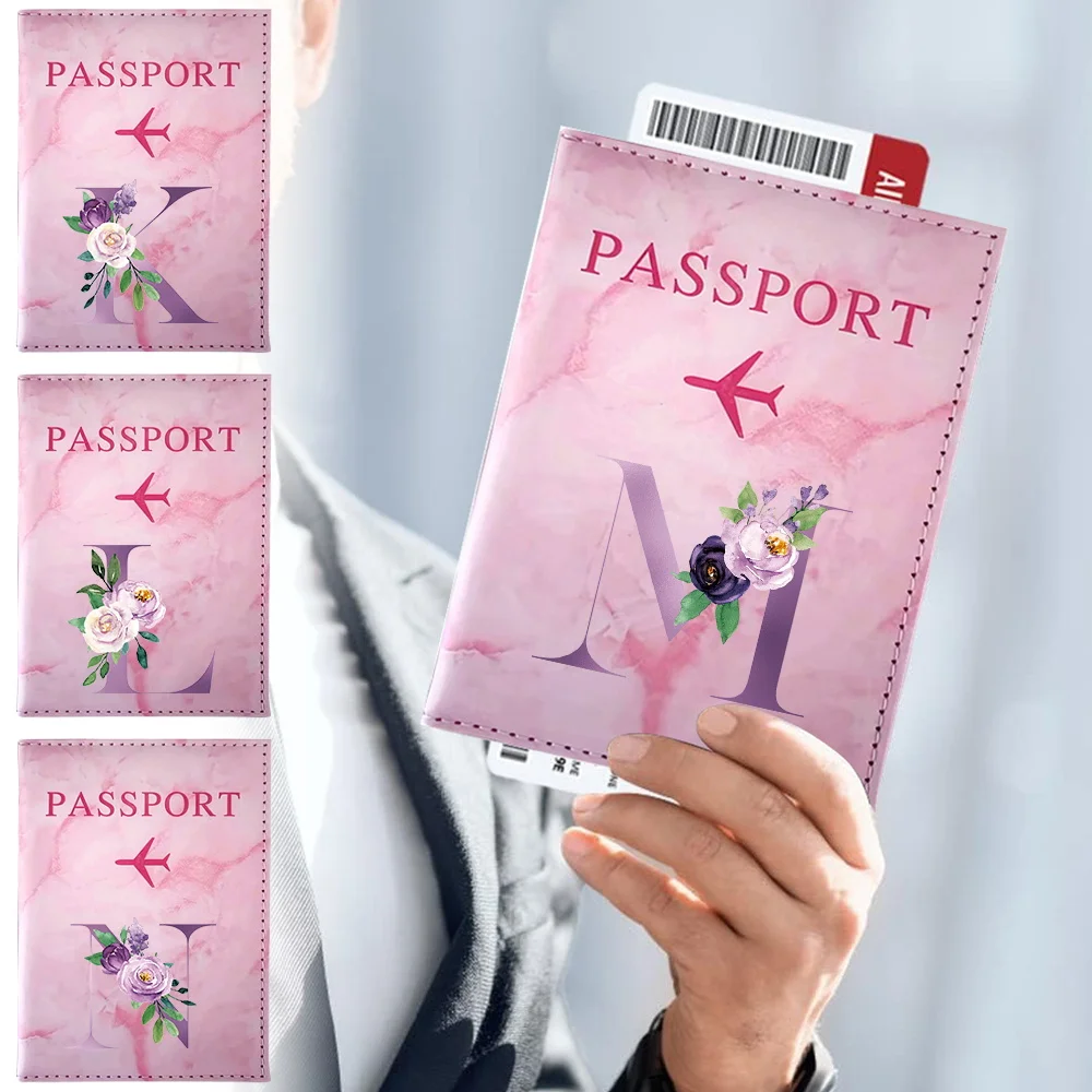 

Passports Cover Passport Case Print Purple Letter Series Passport Holder Travel Accessories Passport Protective Cover Airplane