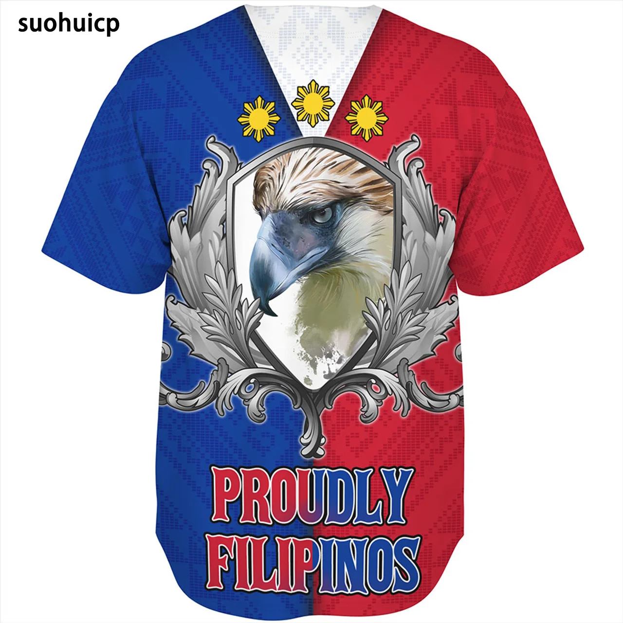 suohuicp Philippines Filipinos Philippine Eagle 3D Printed High Quality Baseball Jersey Shirts Tee Men Sports Casual Tops