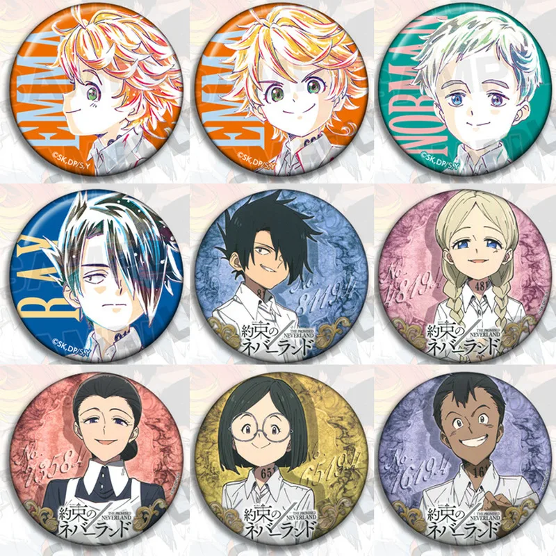 Anime The Promised Neverland Character Badge Norman Ray Gilda Emmacosplay Bag Clothing Brooch Pin Pendant Toy Birthday Gifts