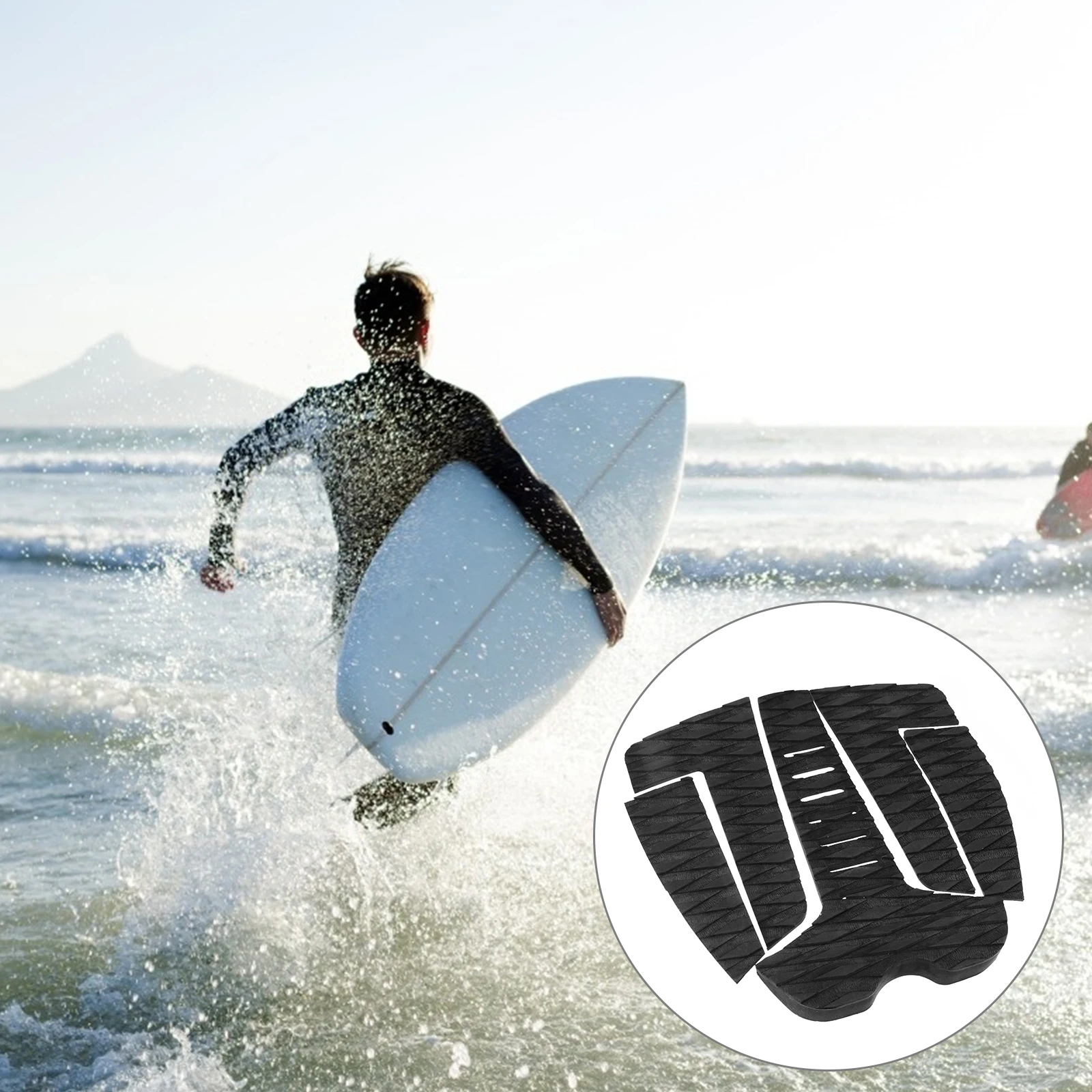 

5pcs 1 Set Non-Slip Black Heel Foot Tail Pads Eva Traction Pads For Surfboard Surfboard Accessories Water Resistant Lightweight
