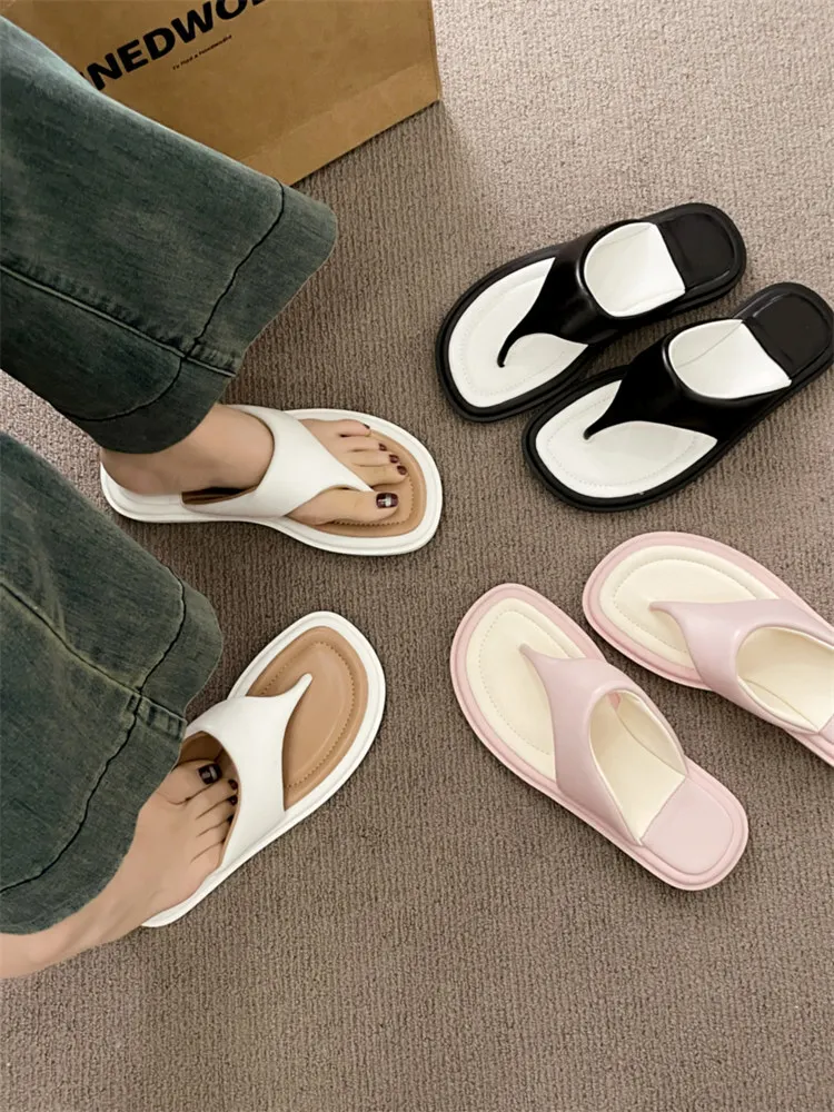 Slippers Casual Shoes Slides Slipers Women Low Rubber Flip Flops Shale Female Beach Luxury Soft 2024 Hawaiian Sabot Flat PU