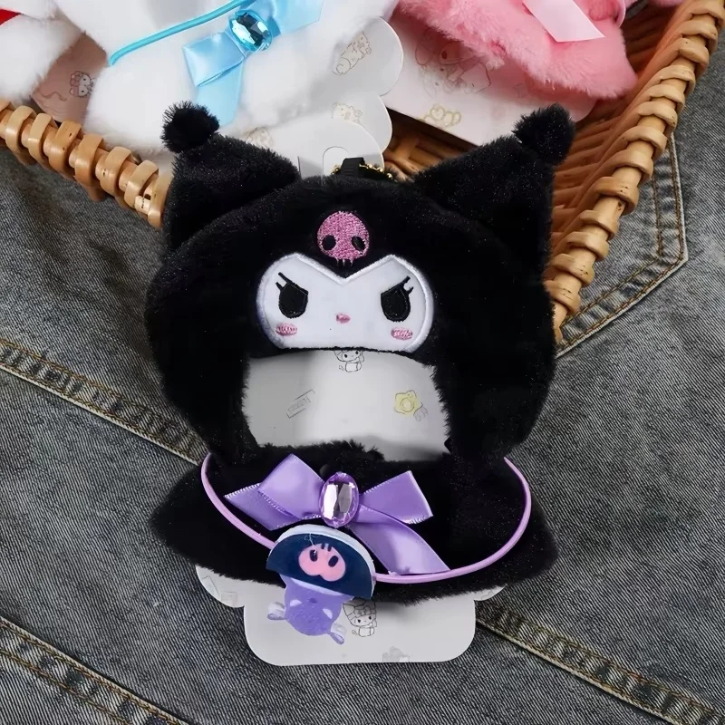 Labubu sanrio capa saia terno festa sentada olá kitty kuromi roupas monstros vinil labubu roupa chapéu acessório presente