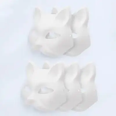5pcs Hand Painted Masks Blank Paper Cat Mask For Halloween Masquerade Party Cosplay Costume Diy Craft Kids Adults Decorate