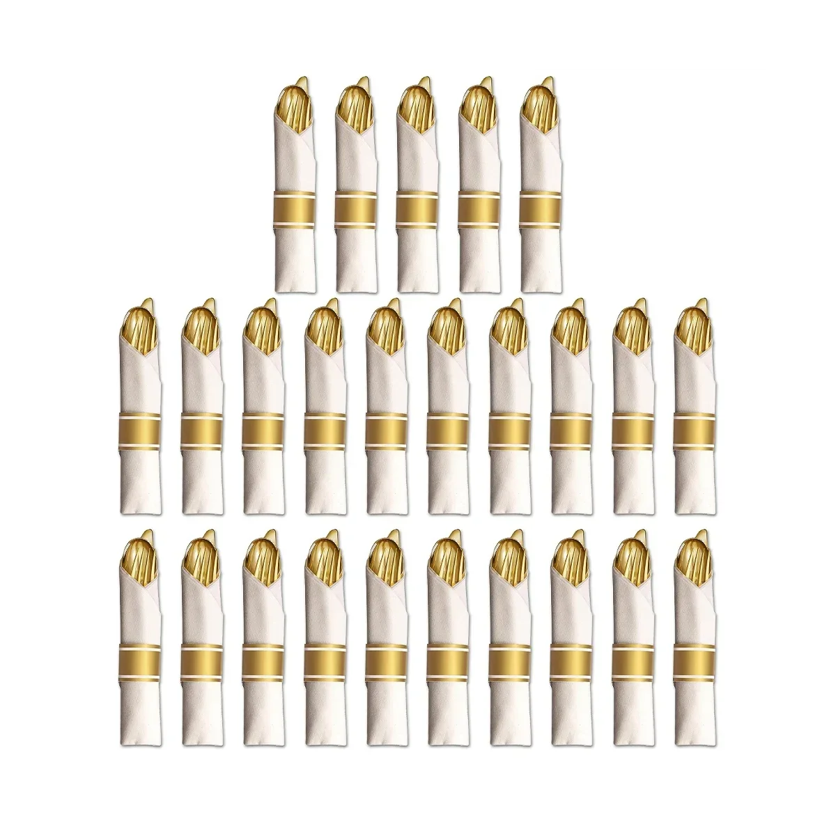 25-pre-rolled-gold-plastic-silverware-wrapped-disposable-silverware-set-with-forks-knives-spoons-white-napkins