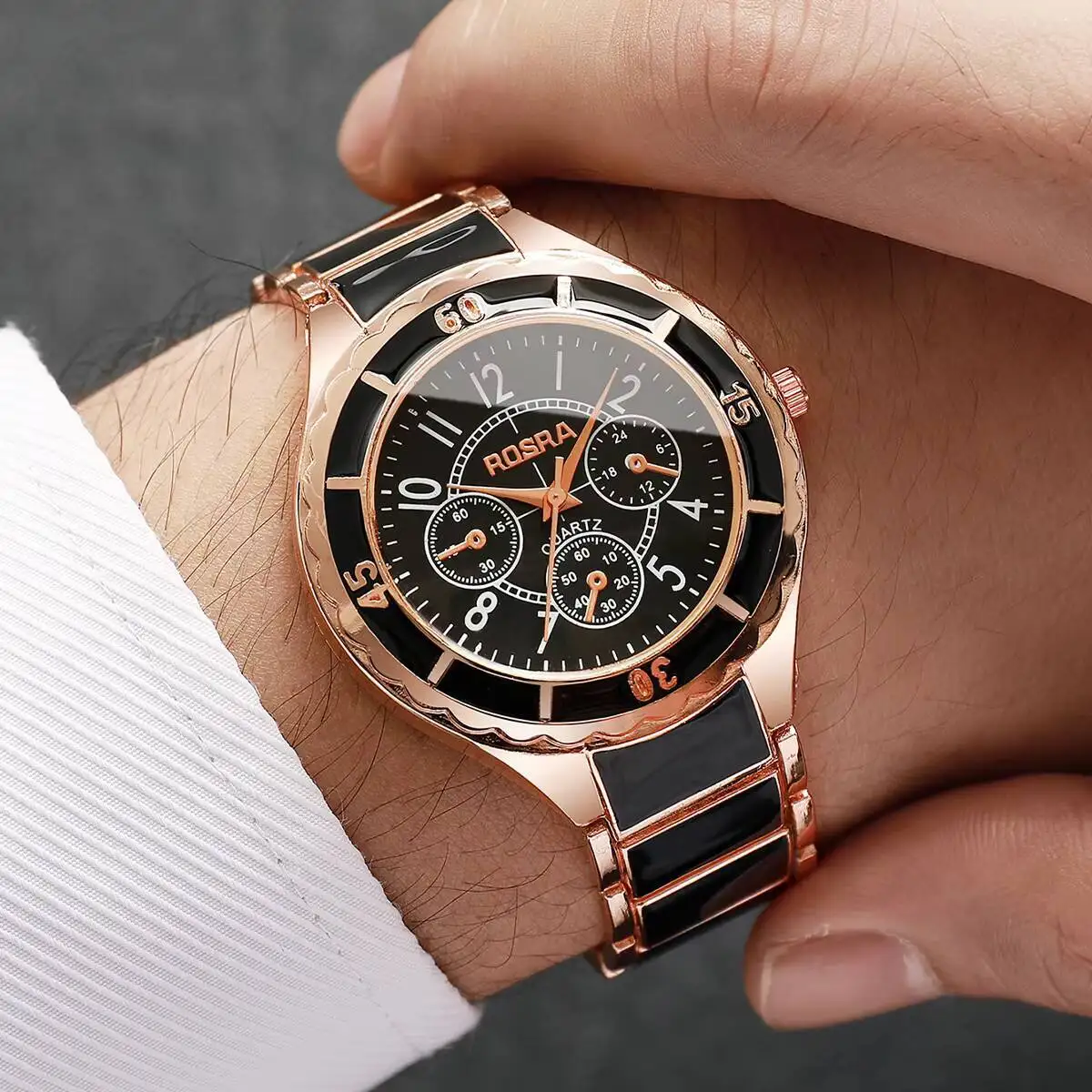 ساعات رجال الأعمال الفاخرة موضة العربية الهاتفي الرجال التناظرية كوارتز ساعة اليد ساعة Reloj Hombre (بدون صندوق)