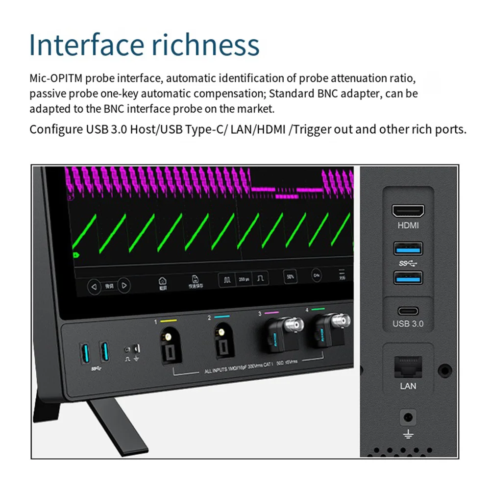 Micsig Oscilloscope MDO Series MDO5004/3504/2504 500/350/250MHz Sampling Rate 3GSa/s Memory Depth 360Mpts 4Ch