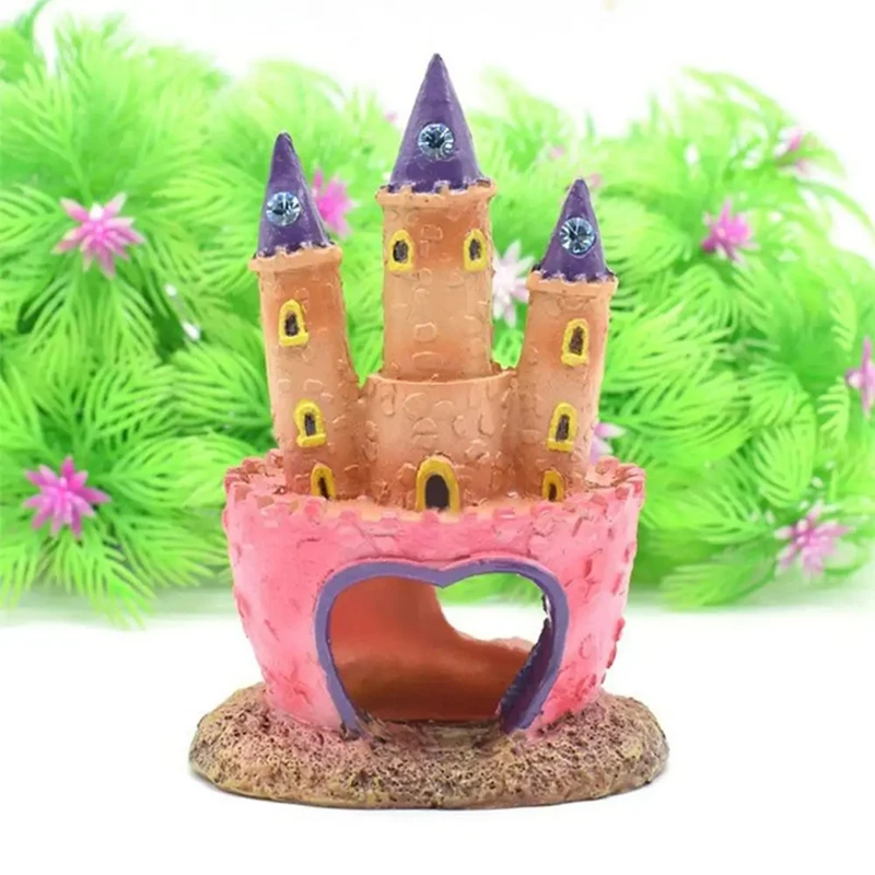 Resin Castle Decoration Colorful Fish Decorations For Tank Funny Fish Shrimp Caves House Hideouts House Plants Supplies