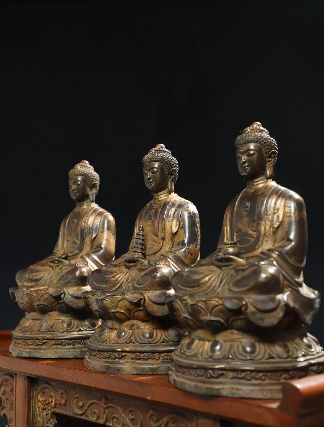 Nepalese Tibetan pure copper clay gold Sakyamuni Buddha statue ornaments at home Buddha hall