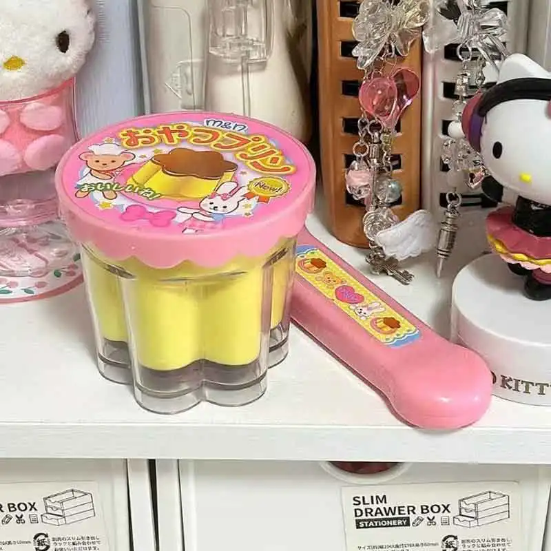 Children's Pudding Feeding Toy Girls' Kitchen Playhouse Toy Strawberry Jelly Bear Pudding Decoration Model Gift for Little Girls