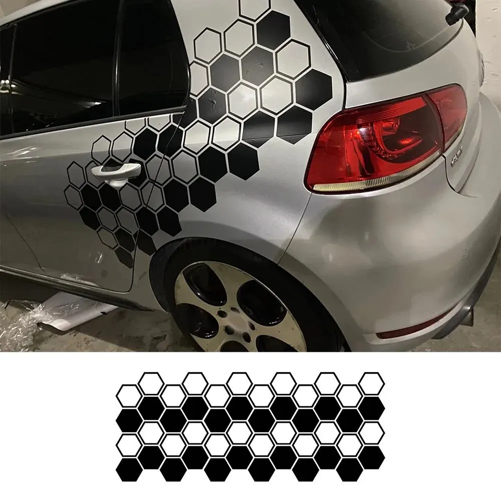 Car Graphics Sticker Creative Honeycomb Style Cars Side Sticker Auto Decor Tuning Waterproof Modification Honeycomb DIY Stickers